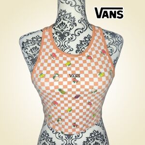 VANS Orange Checkered Crop Top - Small